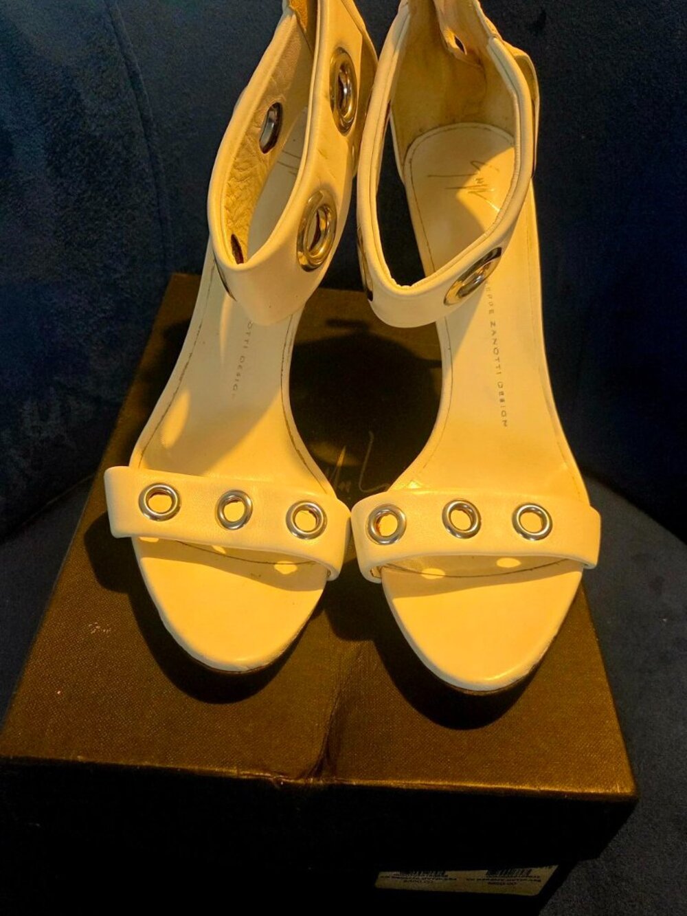 Giuseppe Zanotti white Leather Eyelet Ankle Strap Sandals